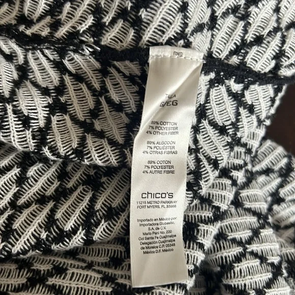Chicos Black White Patterned Poncho Cardigan - Picture 15 of 15